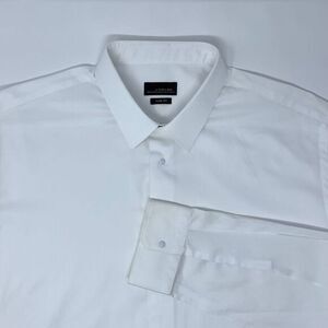 Zara Man Black Tag White Slim Fit Men's Long Sleeve Shirt Size 17 1/2"‎  35/36"